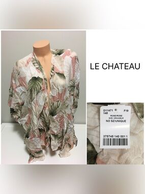 LE CHATEAU - O/S - NWT - PALM LEAF RUANA / KAFTAN / SHAWL CARDIGAN